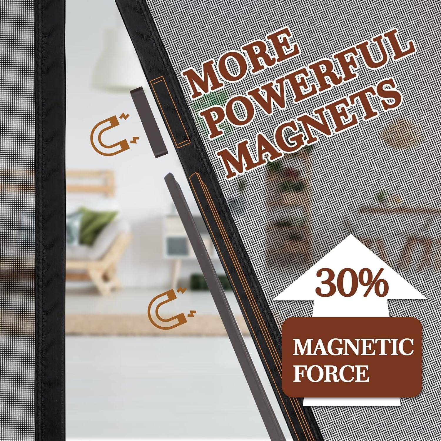 Magnetic Fly Screen Door - Black, 50cm (W) x 210cm (H), 19.6" (W) x 82.6" (H): image 4