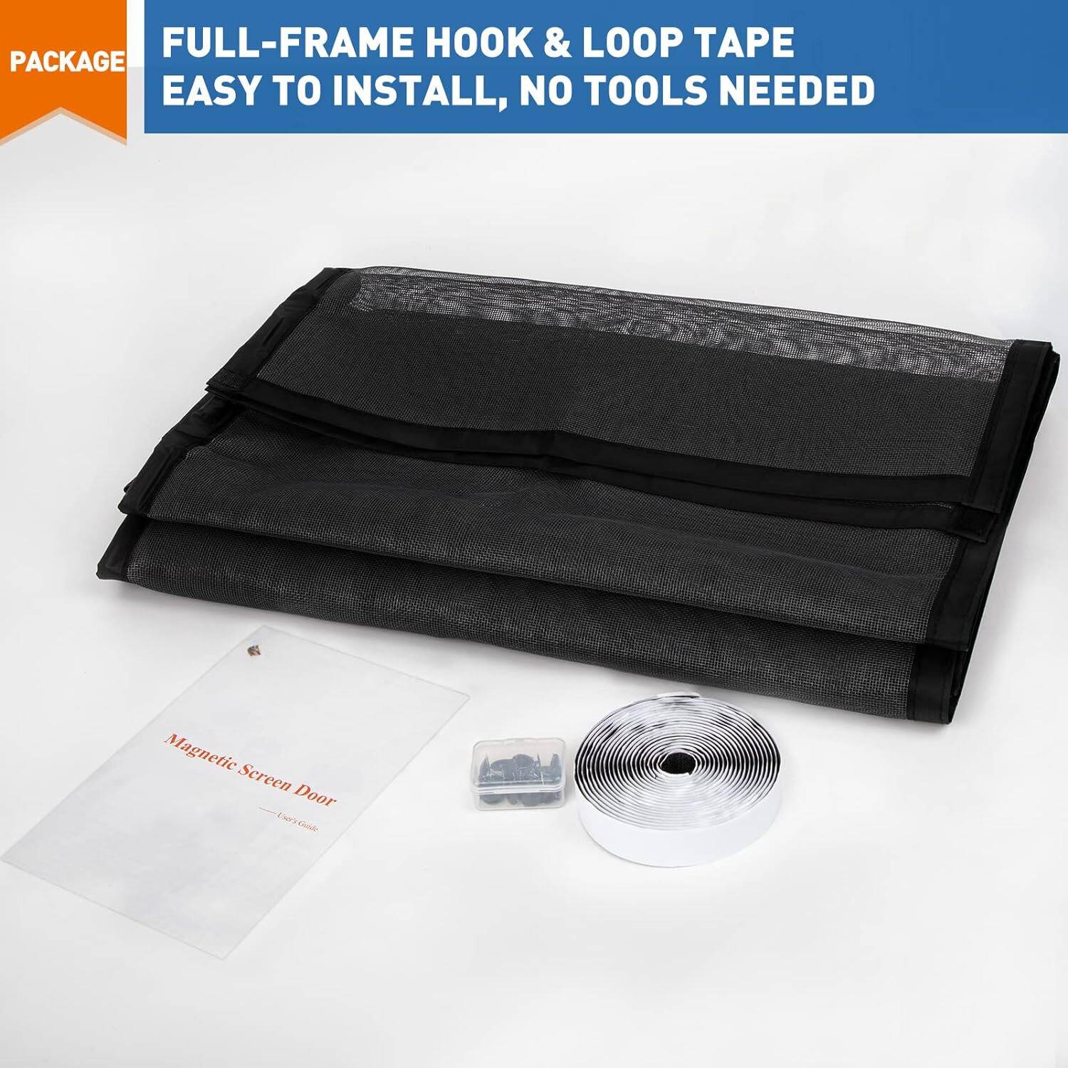 Magnetic Fly Screen Door - Black, 50cm (W) x 210cm (H), 19.6" (W) x 82.6" (H): image 5